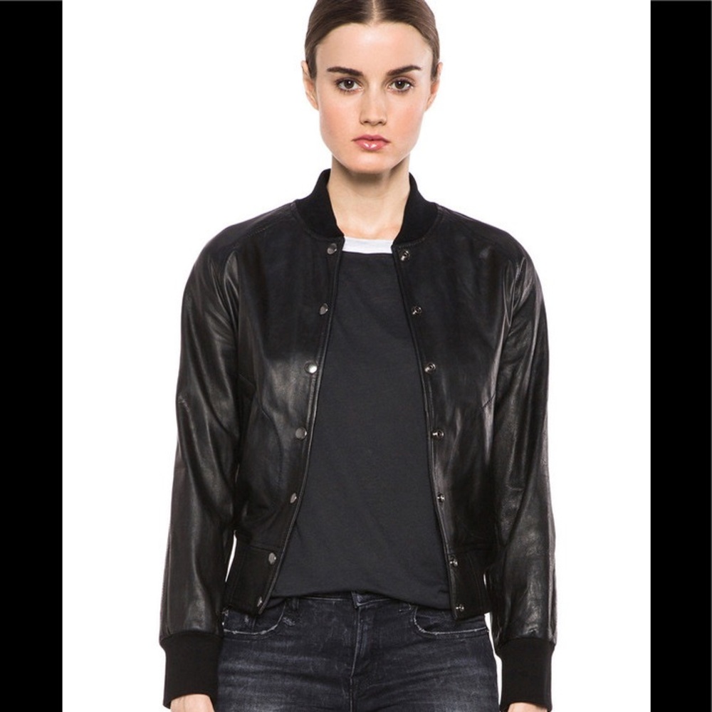 R13 Leather Raglan Varsity Jacket